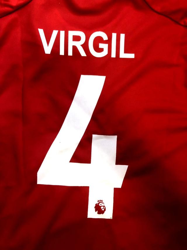 子供用 K010 20 リバプール VIRGIL*4 バージル 赤白線 ゲームシャツ